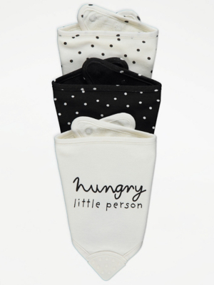 Monochrome Ribbed Polka Dot Teether Bibs 3 Pack Baby at ASDA