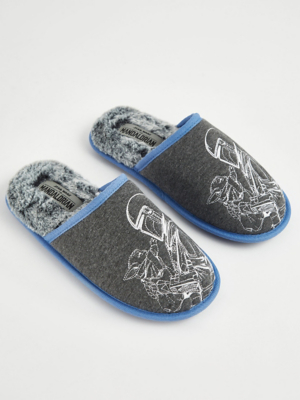 Star Wars The Mandalorian Grey Mule Slippers Men at ASDA