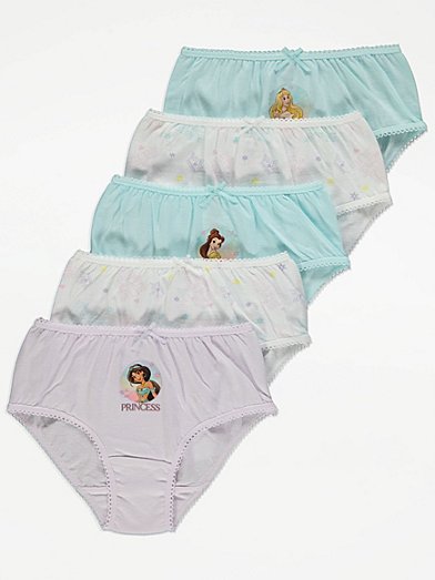 Disney Princess Girls Briefs Pack Of 5 Mermaid Cotton Knickers