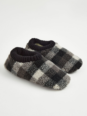 Grey Checked Slipper Socks Men at ASDA