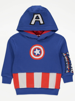 Marvel Captain America Blue Hoodie Kids at ASDA