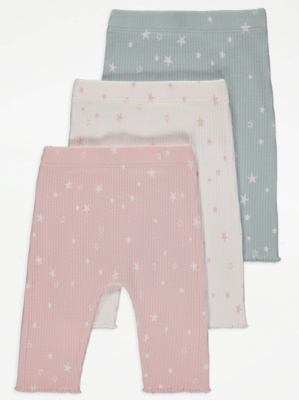 Ribbed Star Leggings Pack Baby George at ASDA