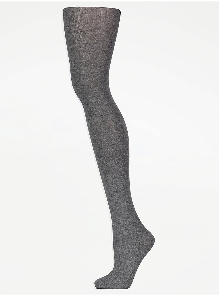 Grey Cotton Rich Soft Thermal Tights