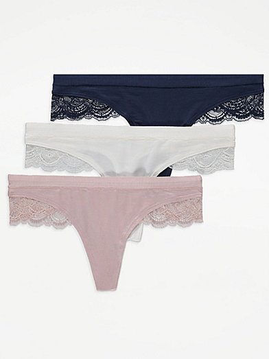 ASOS DESIGN Curve 3 pack geo lace french underwear