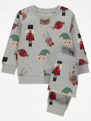 Grey Christmas Sweatshirt and Joggers Outfit | Kids | George at ASDA