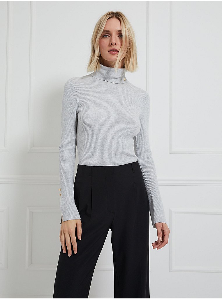 Billie Faiers Grey Ribbed Roll Neck Jumper | Women | George at ASDA