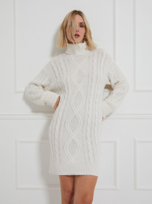Billie Faiers Cream Cable Knitted Mini Jumper Dress | Women | George at 