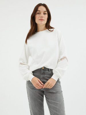 White Crochet Sleeve Sweatshirt Women at ASDA