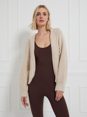 Billie Faiers Beige Chunky Knitted Hooded Cardigan | Women | George at ASDA