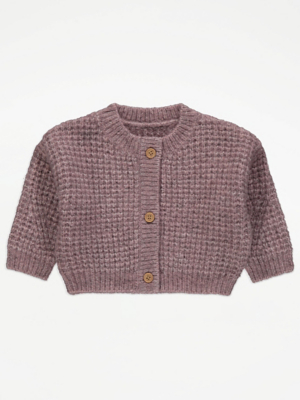 Lilac Waffle Knitted Cardigan Baby at ASDA