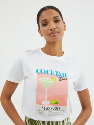 White Margarita Cocktail Graphic TShirt Women at ASDA