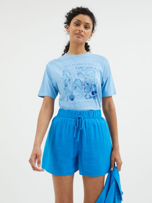Blue Beach Comber Bay Shell Oversized T-Shirt | Women | George at ASDA