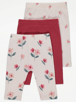 Floral Leggings Short Leggings Asda Poppy Floral Leggings Pack