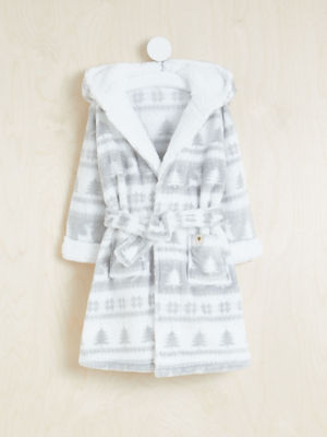 Billie Faiers Grey Fairisle Fleece Dressing Gown Kids at ASDA