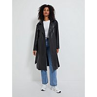 Black Leather Look Trench Coat | Women | George at ASDA