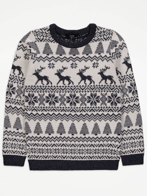 Reindeer Fairisle Knitted Matching Kids Christmas Jumper | Kids ...