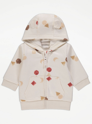 Cream Shapes Zip Through Hoodie Baby at ASDA