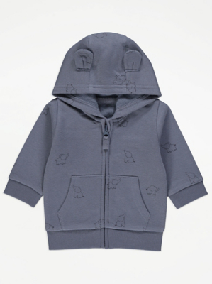 Blue Elephant Zip Through Hoodie Baby at ASDA