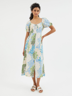 Floral Sweetheart Neck Midi Dress Women at ASDA