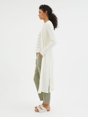 Cream Longline Pointelle Cardigan Women at ASDA