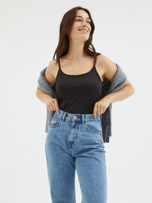 Black Sleeveless Cami Vest Top Women at ASDA