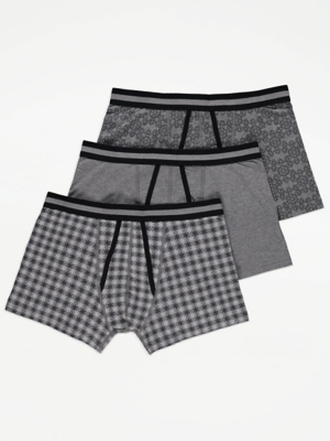 Grey Christmas A-Front Boxers 3 Pack | Men | George at ASDA