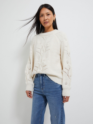 Cream Knitted Fluffy Jumper | Women | George At ASDA