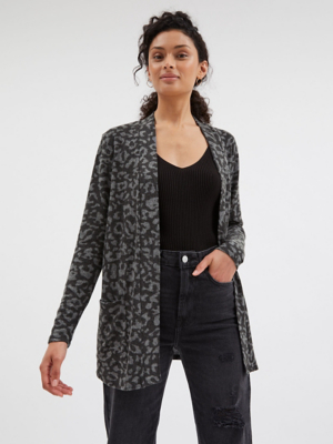 Grey Leopard Soft Touch Cardigan Women at ASDA