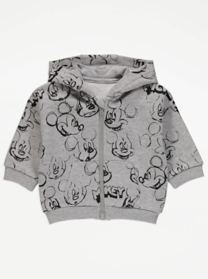 Disney Mickey Mouse Grey Zip Up Hoodie Baby at ASDA