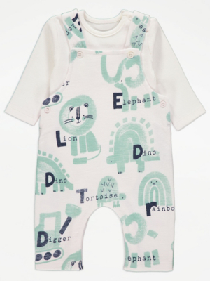 Alphabet Animal Dungaree and Ribbed Bodysuit Outfit Baby at ASDA