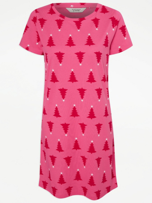 Pink Christmas Tree Nightdress Lingerie at ASDA