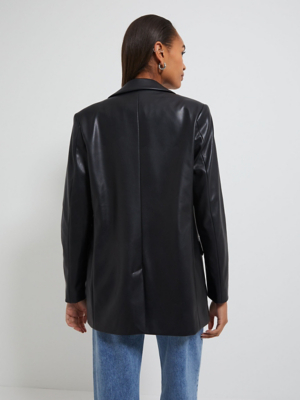 Asda Deals George Asda Leather Jacket Charcoal Leather Look Bomber