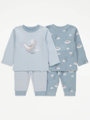 Disney Dumbo Blue Long Sleeve Pyjamas 2 Pack Baby at ASDA