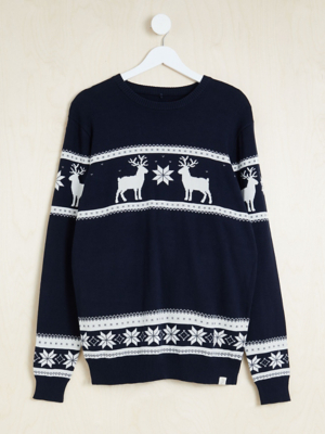 Billie Faiers Navy Fairisle Knitted Matching Adults Christmas Jumper