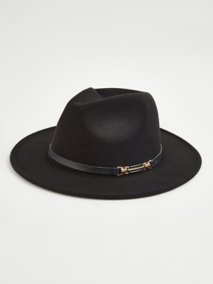 Black Buckle Fedora Hat Women at ASDA