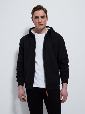 Black Borg Lined Zip Through Hoodie Men George at ASDA