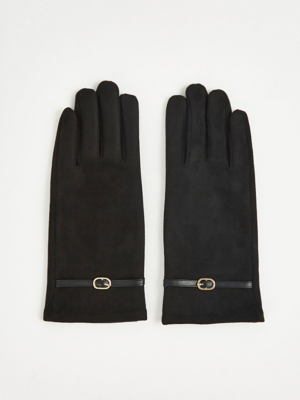 Faux Suede Gloves - Black main image 1