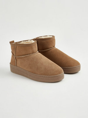 Brown Faux Fur Lined Leather Low Boots Women George at ASDA