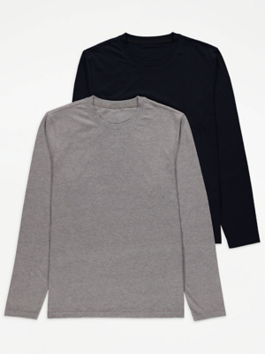 Assorted Marl Long Sleeve Pyjamas Top 2 Pack Men at ASDA