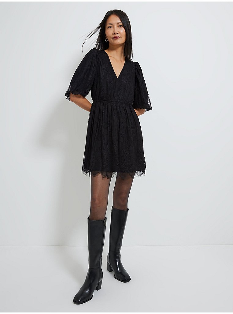 Black Floral Lace Mini Dress | Women | George at ASDA