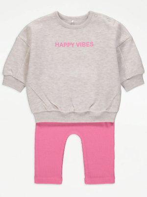 Happy Vibes Sweatshirt and Leggings Outfit Baby at ASDA