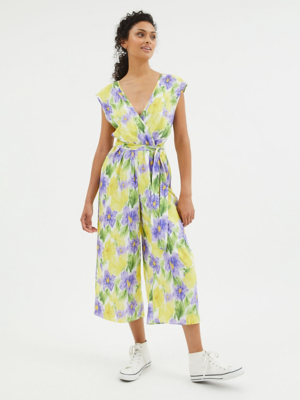 Bright Floral Wrap Front Jumpsuit Women at ASDA