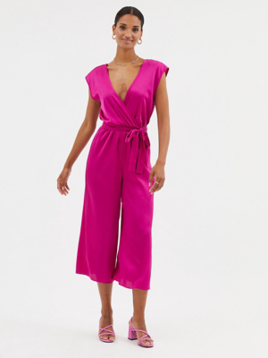 Bright Pink Wrap Front Jumpsuit Women at ASDA