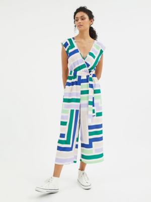 Multicoloured Striped Wrap Front Jumpsuit Women at ASDA