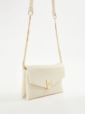 Cream Lock Front Chain Strap Bag Women at ASDA