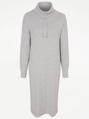 Grey Cowl Neck Snit Loungewear Dress Lingerie at ASDA