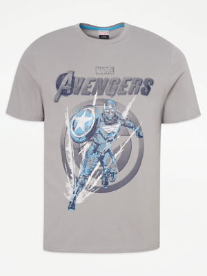 Marvel Captain America Grey Graphic TShirt Men at ASDA