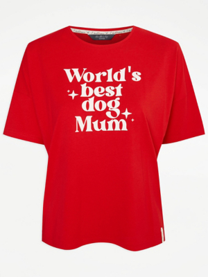 Red World’s Best Dog Mum Matching Christmas Pyjama Top Lingerie