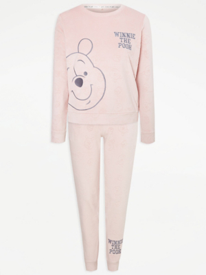 Disney Winnie The Pooh Pink Fleece Pyjamas Lingerie George at ASDA