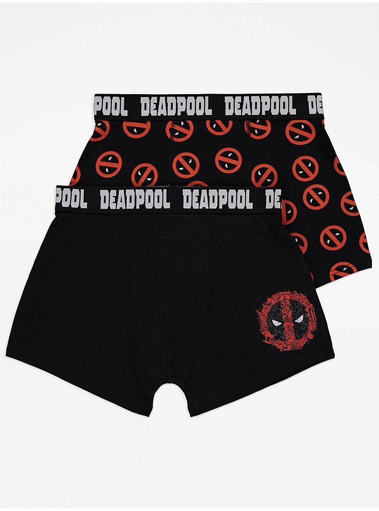 Marvel Deadpool Black Boxers 2 Pack, Men